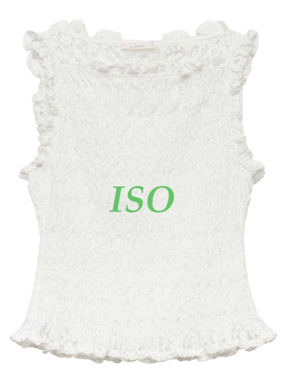 Doen White Lace Ruffled Tank Top